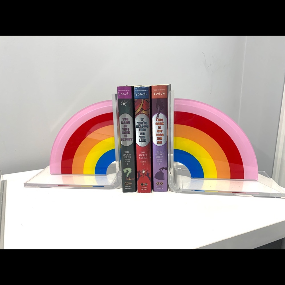 Lucite rainbow bookend